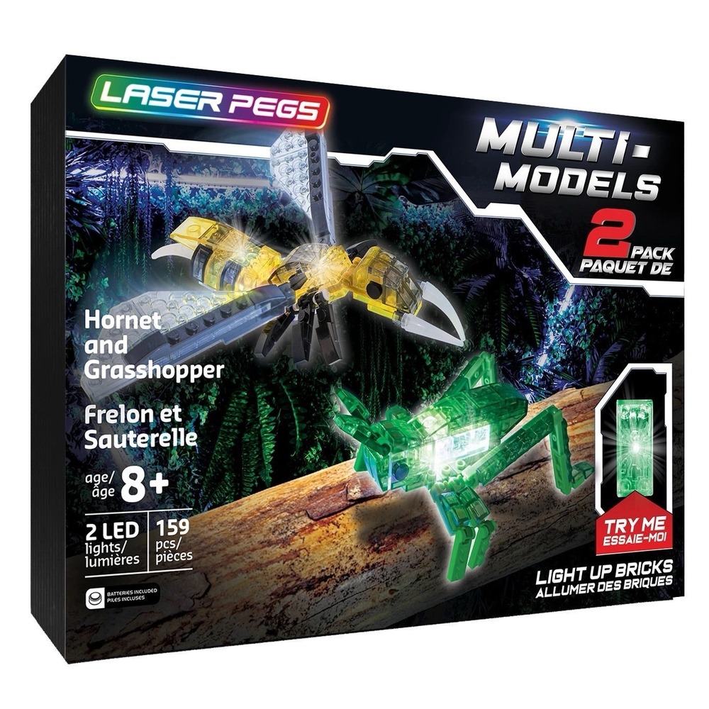 Laser Pegs Light-Up Hornet &‎ Grasshopper 2 Pack MultiModel Set #52006